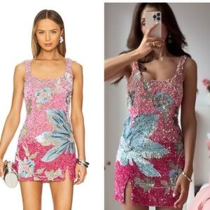 NEW LA FUORI Fleur Oasis Mini Dress in Pink Ombre